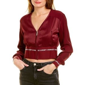 The Kooples NWT sports blazer maroon white crop fitness top maroon zip front